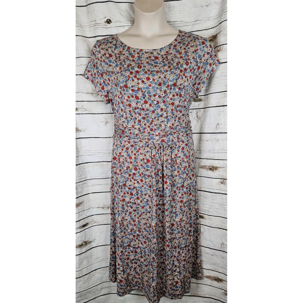 Boden Amelie Jersey Knit Dress US 16 18L Multi Floral NEW Midi Ruched SS